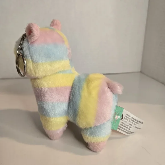 Amuse Alpacasso Alpaca Llama Rainbow Keychain Clip On Plush Stuffed Animal Mini - Picture 2 of 5